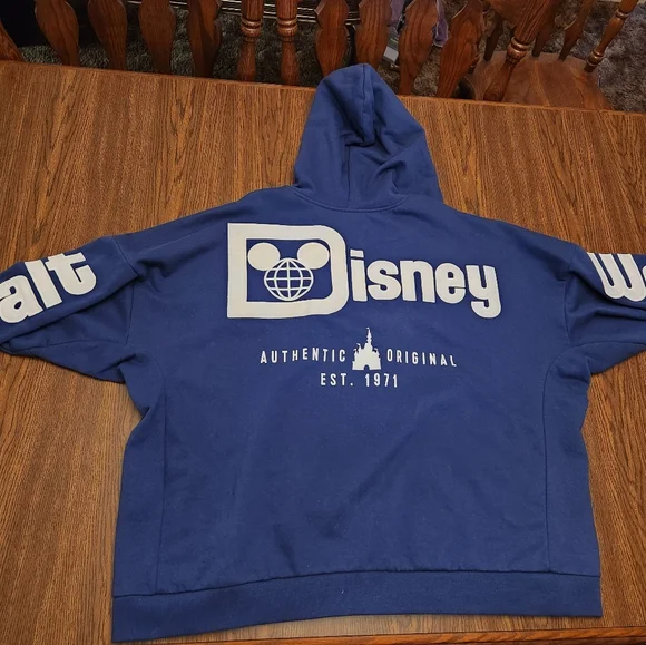 Disney Blue and White Zip Up Sweater with Logo